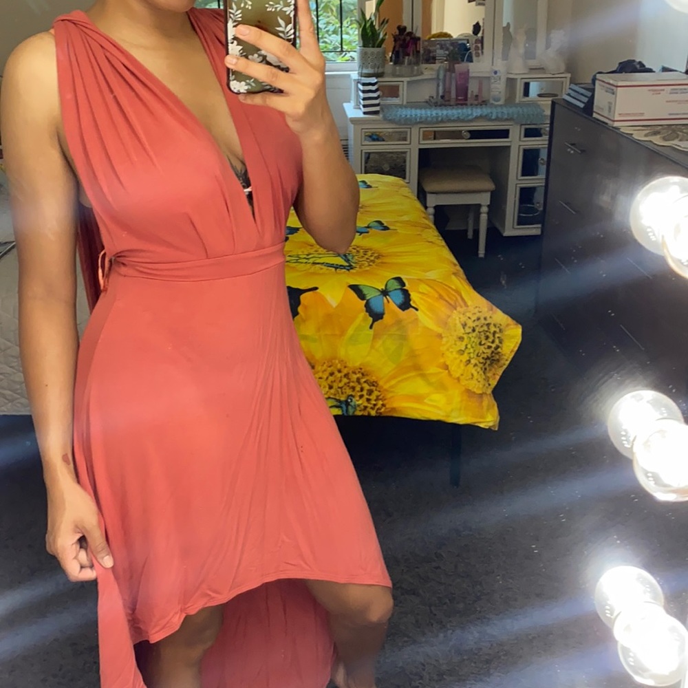 Tart pink wrap around dress size small in good condition